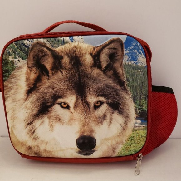 Lunchbox Adventure Planet 3D Embossed Wolf Bag Side Beverage Cooler School NEW - Picture 2 of 5